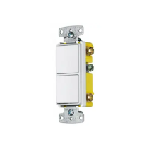 HUBBELL, HUB-RCD-101W, Interruptor Residencial 15 A 120-277 V, con 2 Bases Unipolares, Cableado lateral, Color Blanco.