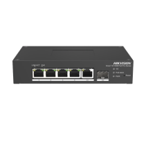 HIKVISION, DS-3T1306P-SI/HS, Switch PoE+ Industrial de Escritorio / Administrable / 4 Puertos 10/100 Mbps PoE+ / 1 Puerto 1000 M