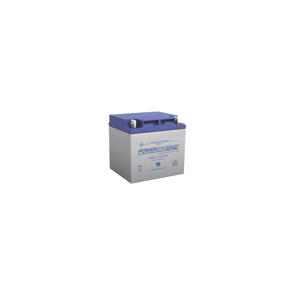 POWER SONIC, PS-12400-T6, Batería 12V, 40AH, Para Respaldo, Tecnologías AGM/VRLA, 5 Años Vida Útil, Terminales T6, Reconocida UL