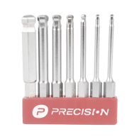 PRECISION, PST-C01-004, Juego de 7 Puntas Hexagonales / Allen, Milimétricas con Cabeza Redonda para Destornillador de entrada He