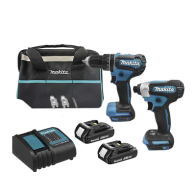 MAKITA, DLX-2416-YX2, Kit de Rotomartillo Atornillador DHP485Z + Atornillador de Impacto DTD157Z, incluye 2 Baterías BL1815N, 1 