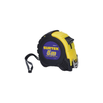 SURTEK, SYS-B122081, Flexometro anti impacto de 5 metros, cinta ancha con boton de freno.