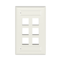 PANDUIT, NK6FIWY, Placa de Pared Vertical, Salida Para 6 Puertos Keystone, Con Espacios Para Etiquetas, Color Blanco Mate
