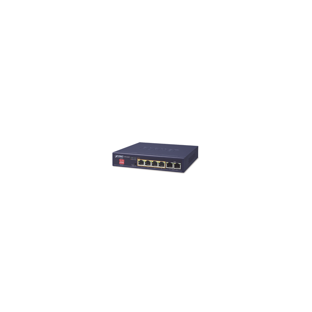 PLANET, GSD-604HP, Switch No Administrable 4 Puertos 10/100/1000T 802.3at PoE + 2 Puertos 10/100/1000T de Uplink para Escritorio