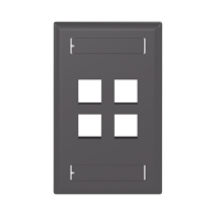 PANDUIT, NK4FBL, Placa de Pared Vertical, Salida Para 4 Puertos Keystone, Con Espacios Para Etiquetas, Color Negro