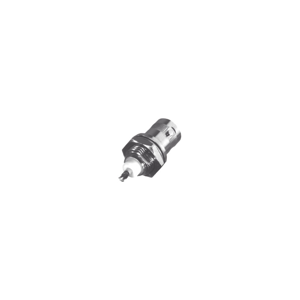 RF INDUSTRIES,LTD, RFB-1716, Conector BNC Hembra para Chasis, Montaje Frontal, Soldable, D-Plano, Troquelado, Niquel/ Oro/ Delri
