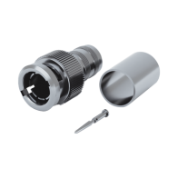 RF INDUSTRIES,LTD, RFB-1708-1T, Conector BNC Macho de 75 Ohm, Anillo Plegable para BELDEN 8281 tipo RG-59/U, Plata/ Oro/ Teflón.