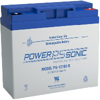 POWER SONIC, PS-12180-B, Batería 12V, 18AH, Para Respaldo, Tecnologías AGM/VRLA, Diseño De Vida Útil 5 Años, Terminales Tipo B, 