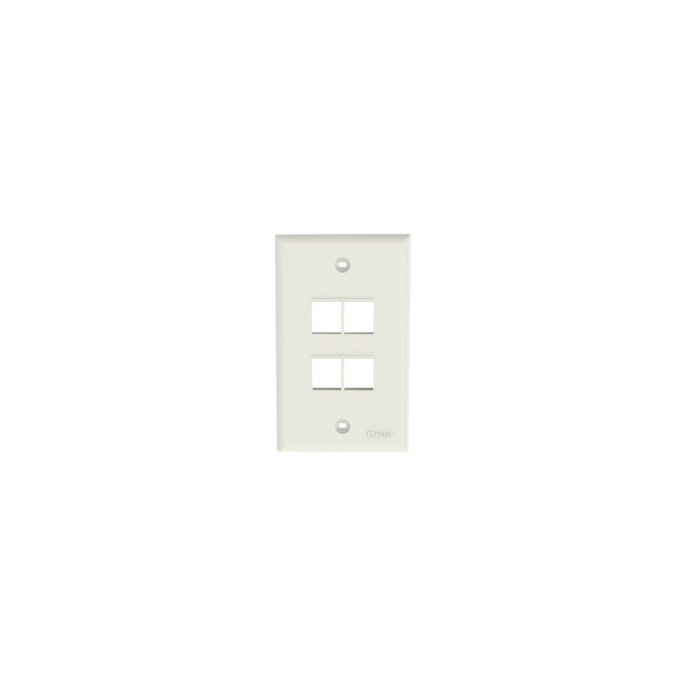 PANDUIT, NK4FNIW, Placa de Pared Vertical, Salida Para 4 Puertos Keystone, Color Blanco Mate