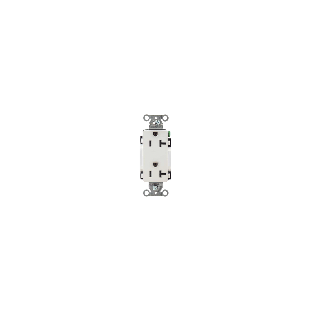 HUBBELL, HUB-DR20-WHI, Contacto Duplex Decorador 20 A 125V / 2 Polos 3 Hilos/ Nema 5-20 R / Color Blanco.