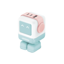 UGREEN, 35856, Cargador RobotGaN de 65W Serie UNO | 3 Puertos de Carga Rápida | 2 USB-C | 1 USB-A | PD 3.0 | QC 4.0 | Carga Inte