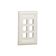 PANDUIT, NK6FEIY, Placa de Pared Vertical, Salida Para 6 Puertos Keystone, Con Espacios Para Etiquetas, Color Blanco Mate