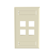 PANDUIT, NK4FEIY, Placa de Pared Vertical, Salida Para 4 Puertos Keystone, Con Espacios Para Etiquetas, Color Marfil