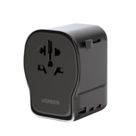UGREEN, 55001, Cargador de Viaje 65 W, 2C1A, Negro y Gris