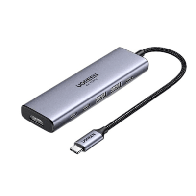 UGREEN, 35999, Hub USB-C 6 en 1 / HDMI 4K@60Hz / 2x USB-A 3.2 Gen 2 (10 Gbps) / 2x USB-C 3.2 (10 Gbps) / PD 100W / Compatibilida
