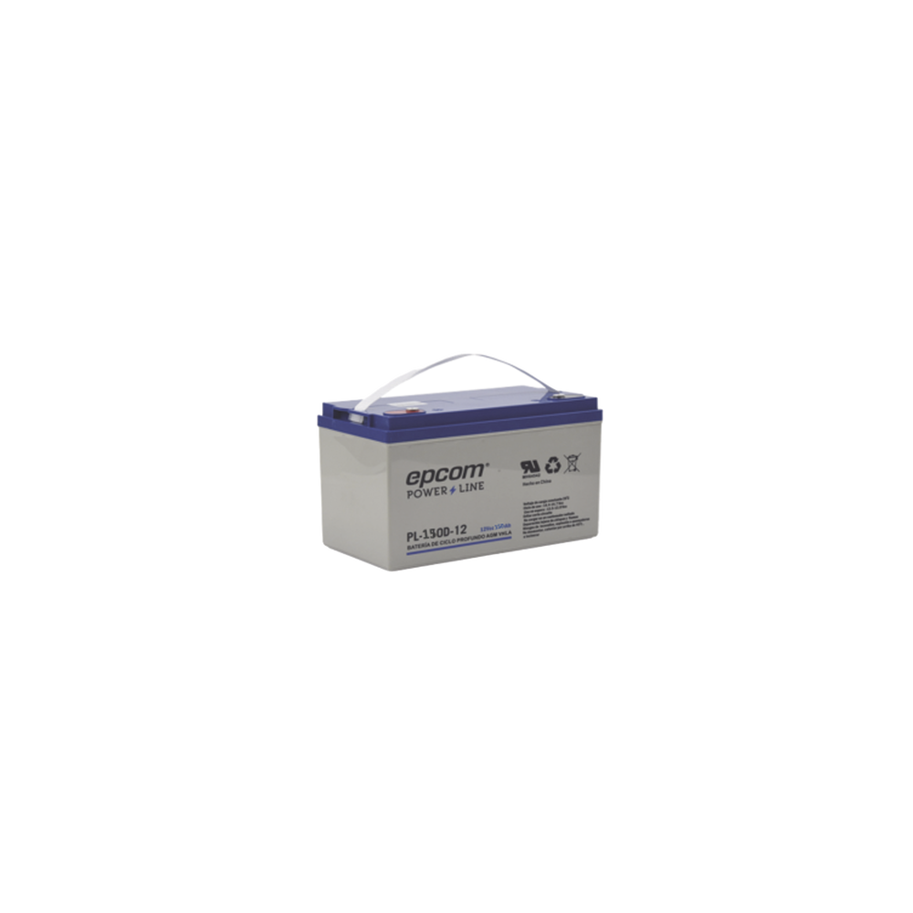EPCOM POWERLINE, PL150D12, Batería Ciclo Profundo 12V, 150 Ah / AGM-VRLA / Uso en Aplicación Fotovoltaica /Terminales Tipo Torni