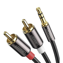UGREEN, 60836, Cable Audio Premium Jack 3.5mm a 2 RCA / 10 Metros / Flexible / Doble Blindaje / Transferencia de Audio sin Pérdi