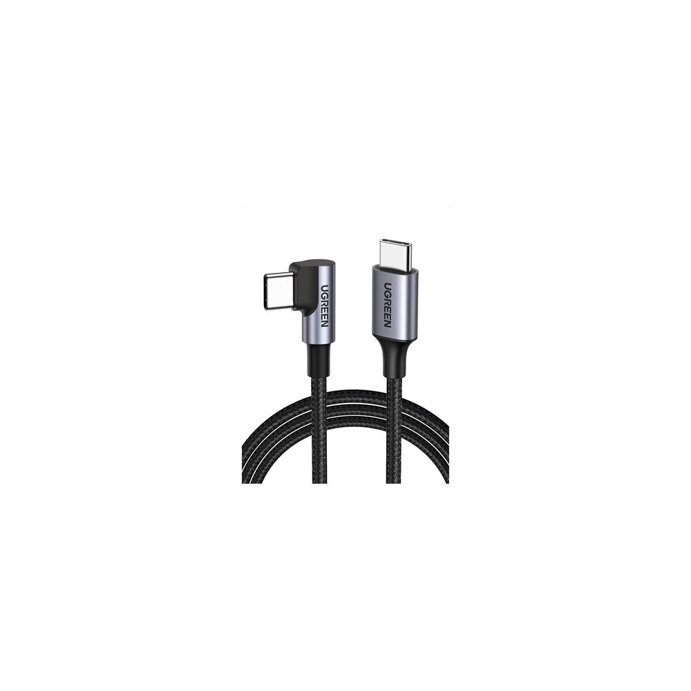 UGREEN, 50125, Cable USB-C a USB-C | 2 Metros | Conector con Ángulo Recto de 90° | Carga Rápida de hasta 60W | 480 Mbps | PD3.0 