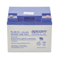 EPCOM POWERLINE, PL-40-12, Batería 12 Vcc / 40 Ah / UL / Tecnología AGM-VRLA / Para uso en equipo electrónico Alarmas de intrusi