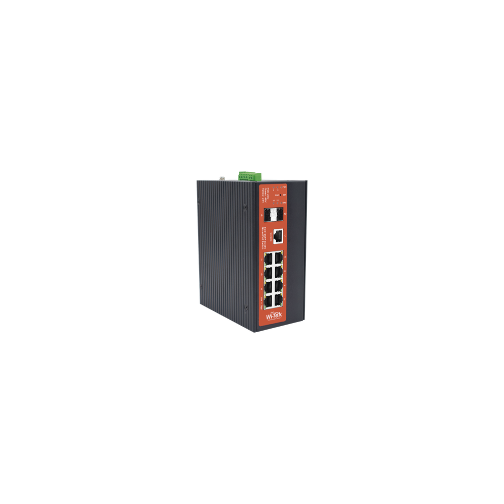 WI-TEK, WI-PMS310GF-ALIEN-I, Switch Industrial Administrable Gigabit con 2 Puertos PoE bt + 6 Puertos PoE af/at o 24 V Pasivo + 