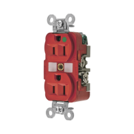 HUBBELL, HUB-HBL-8200-RED, Contacto Dúplex 15 A, 125 V, 2 polos, 3 Hilos, Color Rojo (Nema 5-15R), Grado Hospital.