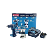 MAKITA, DLX2463ST, kit de Rotomartilló DHP487 +Fresadora Multifuncional DRT50, Incluye 1 Cargador Rápido DC18SD y 1 Batería li-I