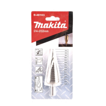 MAKITA, D-40163, Broca escalonada espiral de hss 4-32 mm, zanco recto 3 planos, blister con una pieza.