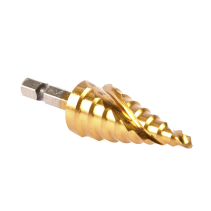 MAKITA, D-40185, Broca escalonada espiral de 1/4 hss-tin 4-20 mm, blíster con una pieza.