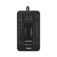 CYBERPOWER, EC750G, UPS de 750 VA/450 W, Topología Standby con Modo Ahorrador ECO, Entrada 120 Vca NEMA 5-15P, Con 12 Tomas NEMA