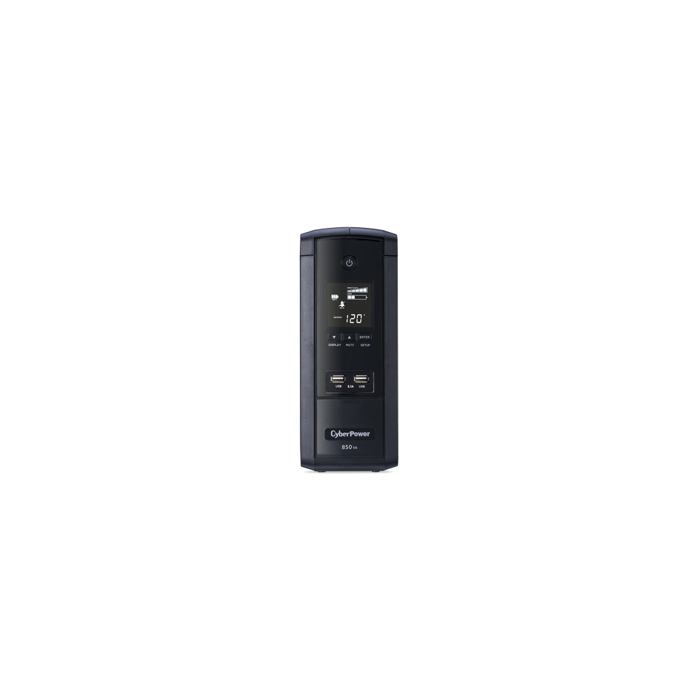 CYBERPOWER, BRG850AVRLCD5Y, UPS de 850 VA/510 W, Topología Línea Interactiva, Entrada 120 Vca NEMA 5-15P, Tipo Torre, Con 10 Tom