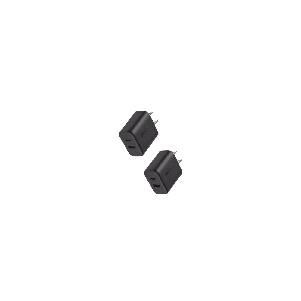 UGREEN, 55372, Cargador rápido de 20 W y 2 puertos, paquete de 2, negro, EE. UU.