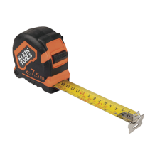 KLEIN TOOLS, 9375, Flexómetro (Cinta de Medir) de 7.5 m con Gancho doble Magnético. Graduada por Ambos Lados y Freno de Alta Vel
