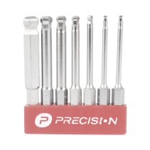 PRECISION, PST-C01-004, Juego de 7 Puntas Hexagonales / Allen, Milimétricas con Cabeza Redonda para Destornillador de entrada He