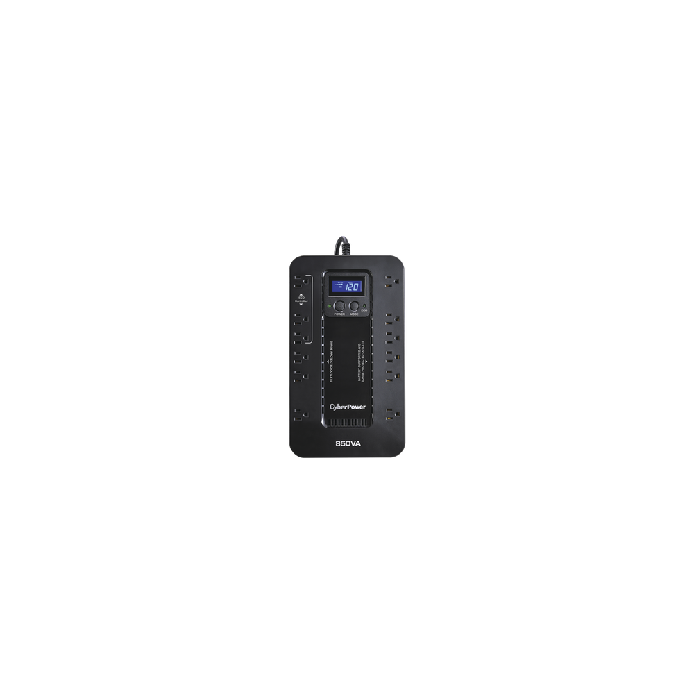 CYBERPOWER, EC850LCD, UPS de 850 VA/510 W, Topología Standby con Modo Ahorrador ECO, Entrada 120 Vca NEMA 5-15P, Con 12 Tomas NE