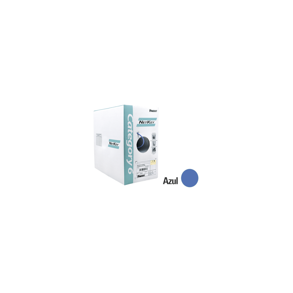 PANDUIT, NUR6C04BU-C, Bobina de Cable UTP 305 m. de Cobre, NetKey, Azul, Categoría 6 (24 AWG), 1000Mbps, Riser (CMR), de 4 pares