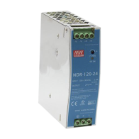 MEANWELL, NDR-120-24, Fuente de poder industrial de 120 W, salida 24 Vcc, entrada 90~264 VCA, para montaje en riel DIN,