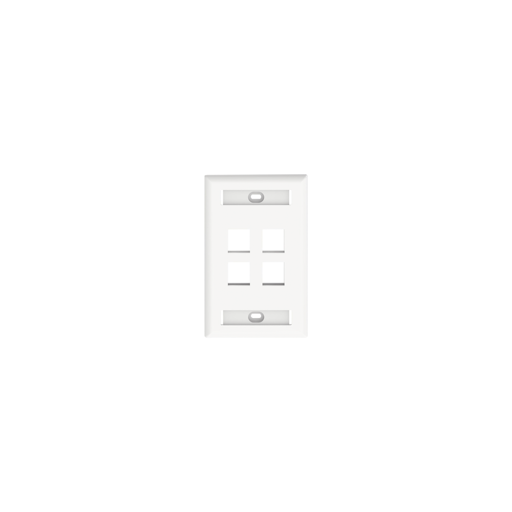 PANDUIT, NK4FWHY, Placa de Pared Vertical, Salida Para 4 Puertos Keystone, Con Espacios Para Etiquetas, Color Blanco