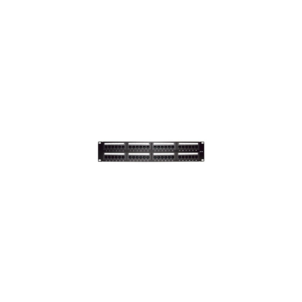 LINKEDPRO BY EPCOM, LP-PP-508, Panel de parcheo de impacto (110) UTP de 48 puertos Cat5e 19in, 2U con barra para organizar cable