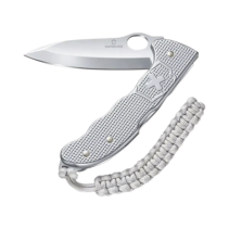 VICTORINOX, VM26, Navaja Victorinox Hunter con Cachas Alox Acanaladas y Hoja a una Mano. Con Colgante Paracord Plateado.