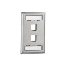 PANDUIT, NKF2S, Placa de Pared Vertical, Salida Para 2 Puertos Keystone, Con Espacios Para Etiquetas, de Acero Inoxidable
