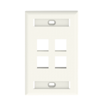 PANDUIT, NK4FIWY, Placa de Pared Vertical, Salida Para 4 Puertos Keystone, Con Espacios Para Etiquetas, Color Banco Mate