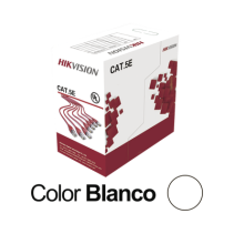 HIKVISION, DS-1LN5E-SW, Bobina de Cable UTP 305 Metros / Cat5E (24 AWG) / Color Blanco / PVC (CM) / Uso en Interior / 100% Cobre