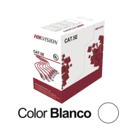 HIKVISION, DS-1LN5E-SW, Bobina de Cable UTP 305 Metros / Cat5E (24 AWG) / Color Blanco / PVC (CM) / Uso en Interior / 100% Cobre