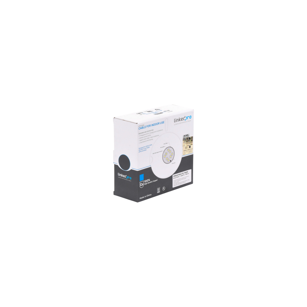 LINKEDPRO BY EPCOM, PRO-CAT-5E-LITE/100M, Bobina de cable de 100m, Cat5e, 24 AWG, color Gris, UL, para aplicaciones en videovigi