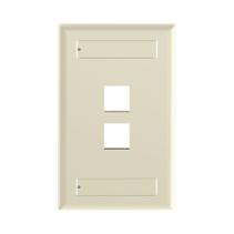 PANDUIT, NK2FEIY, Placa de Pared Vertical, Salida Para 2 Puertos Keystone, Con Espacios Para Etiquetas, Color Marfil