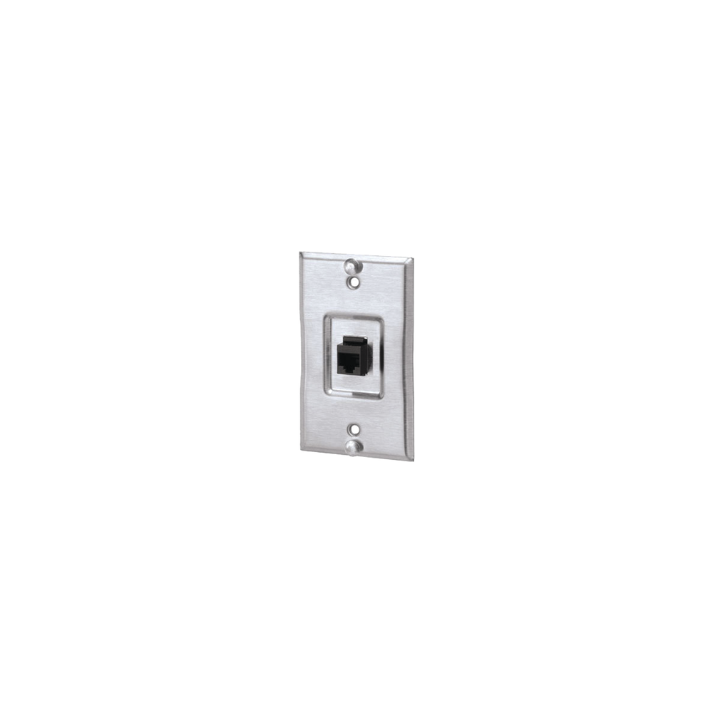 PANDUIT, KWP5EY, Placa de Pared Telefónica, Salida de 1 Puerto Keystone, Con Jack Cat5e Estilo TP, de Acero Inoxidable
