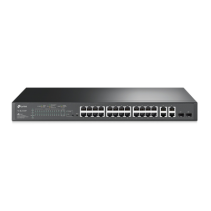 TP-LINK, TL-SL2428P, Switch PoE+ JetStream SDN Administrable 24 puertos 10/100 Mbps + 2 puertos 10/100/1000 Mbps (Uplink) + 2 pu
