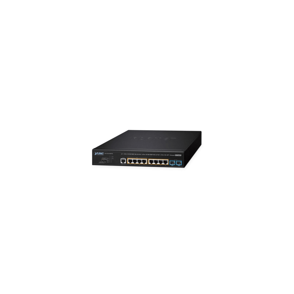 PLANET, AVS-4210-8HP2X, Switch AV Administrable Capa 2/ Compatible con Dante / 4 Puertos Gigabit PoE++ 802.3bt 95W + 4 Puertos G