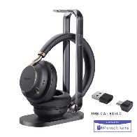 YEALINK, BH76-PLUS-WITH-CHARGING-STAND-TEAMS-BLACK-USB-C/A, Diadema Inalambrica BH76 Plus With Charging Stand Teams Black USB C/