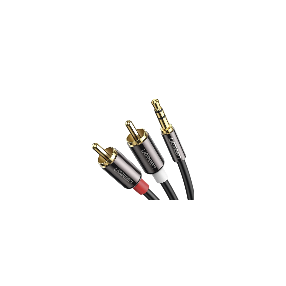 UGREEN, 60836, Cable Audio Premium Jack 3.5mm a 2 RCA / 10 Metros / Flexible / Doble Blindaje / Transferencia de Audio sin Pérdi